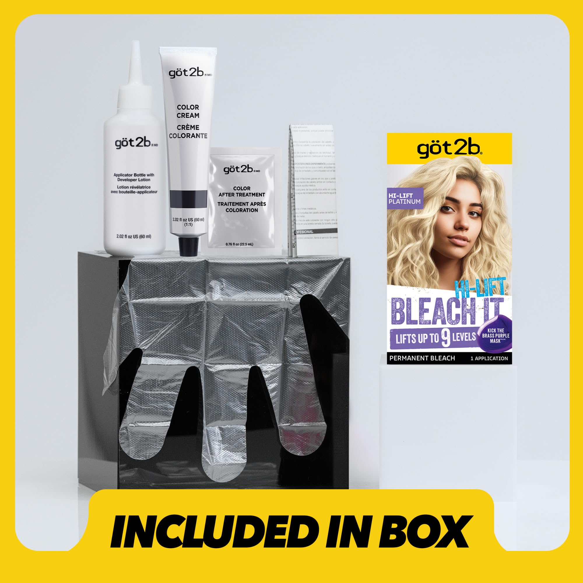 Got2b Bleach It Hi-Lift Platinum: mascarilla neutralizante morada elimina tonos amarillos.