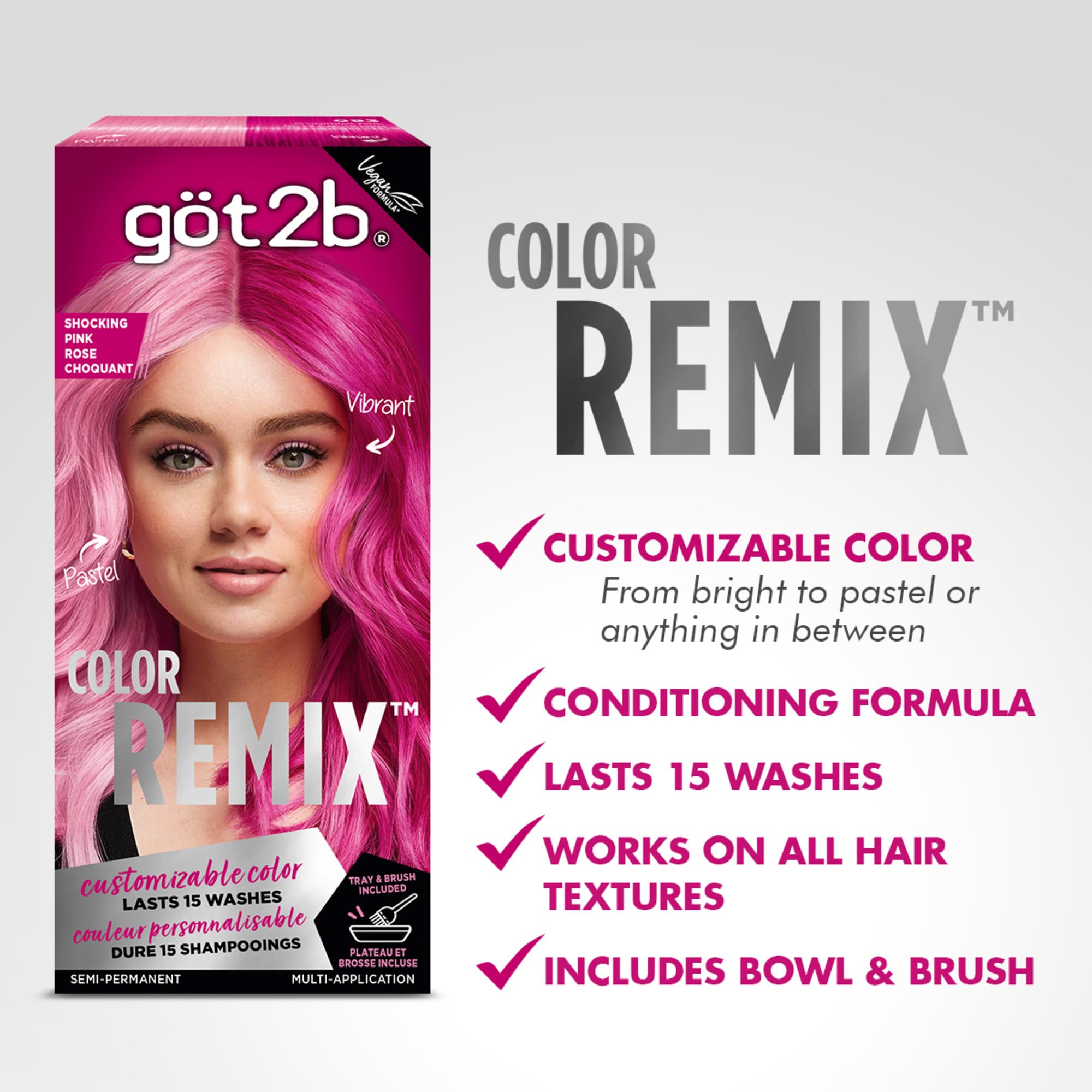 got2b Color Remix crema rosa lista para mezclar con acondicionador para pastel suave
