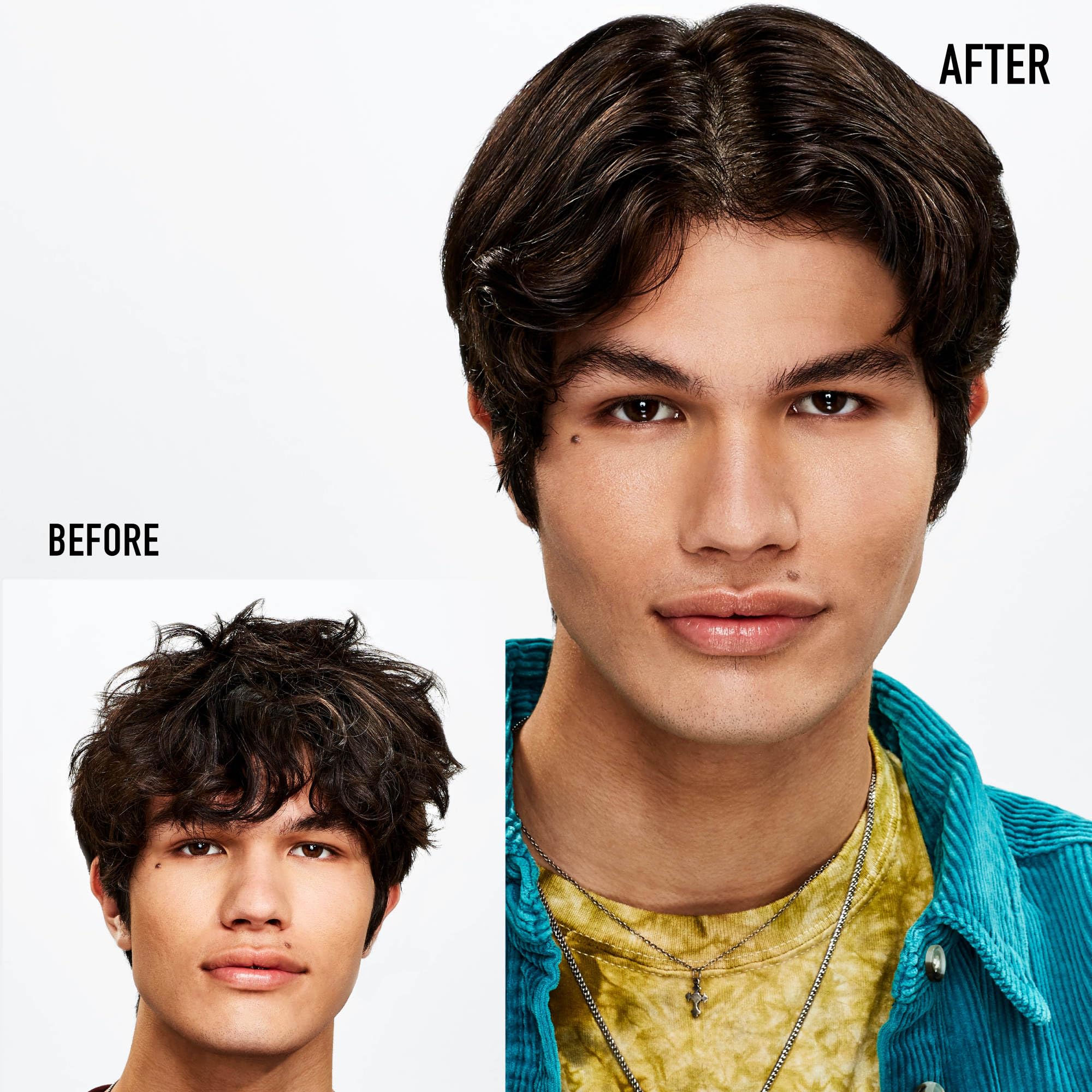Application sur cheveux humides avec got2b Defiant Shine Pomade pour une tenue légère.