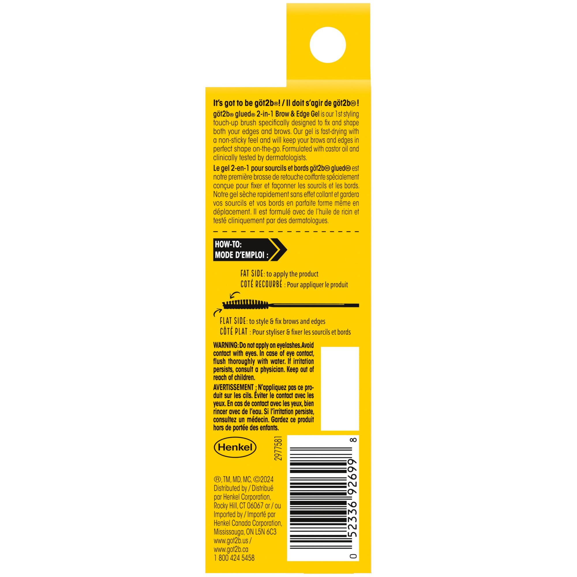 Got2b Glued con aceite de ricino para nutrir mientras define.