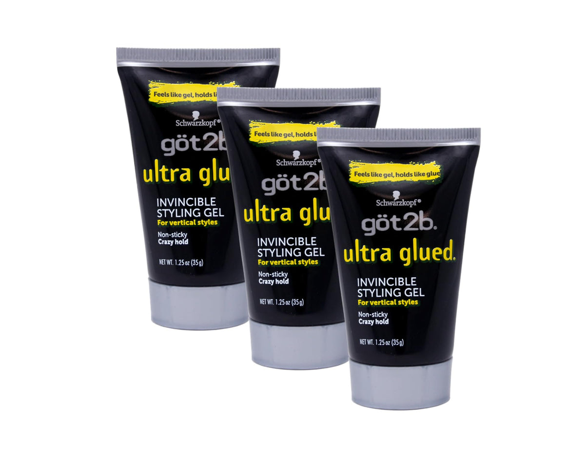 Got2B Ultra Glued Invincible Gel paquete 3x, fijación duradera para estilos intensos.