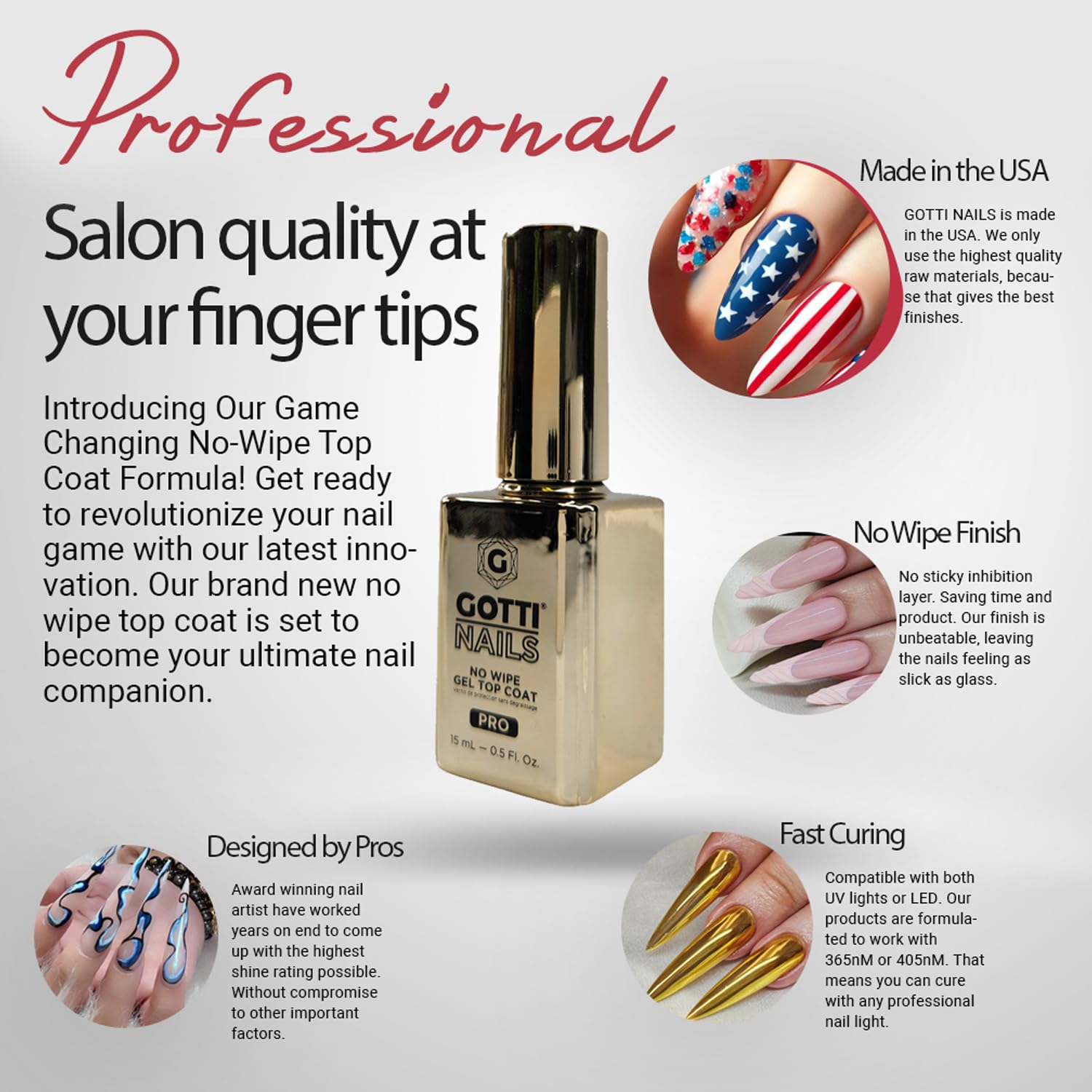 Gotti Nails: capa superior gel antiamarilleo que mantiene la claridad.