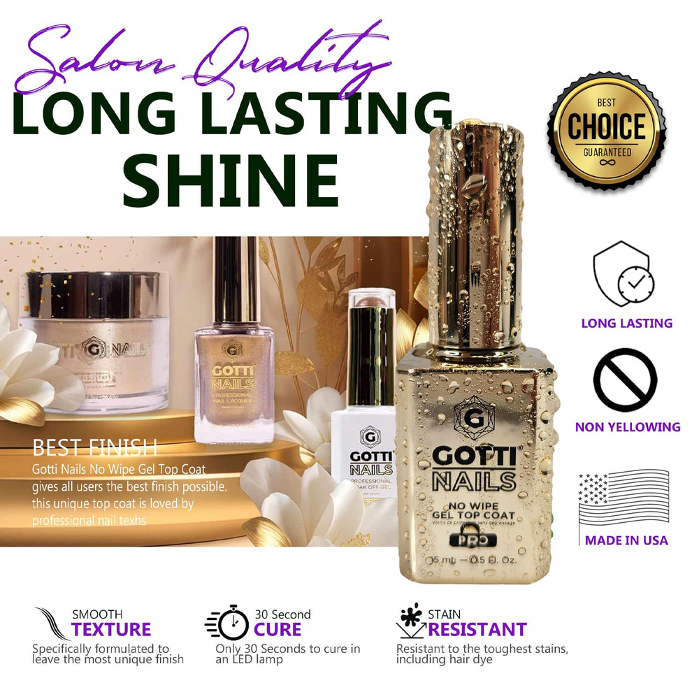 Gotti Nails: capa superior gel resistente a rayaduras para uñas duraderas.