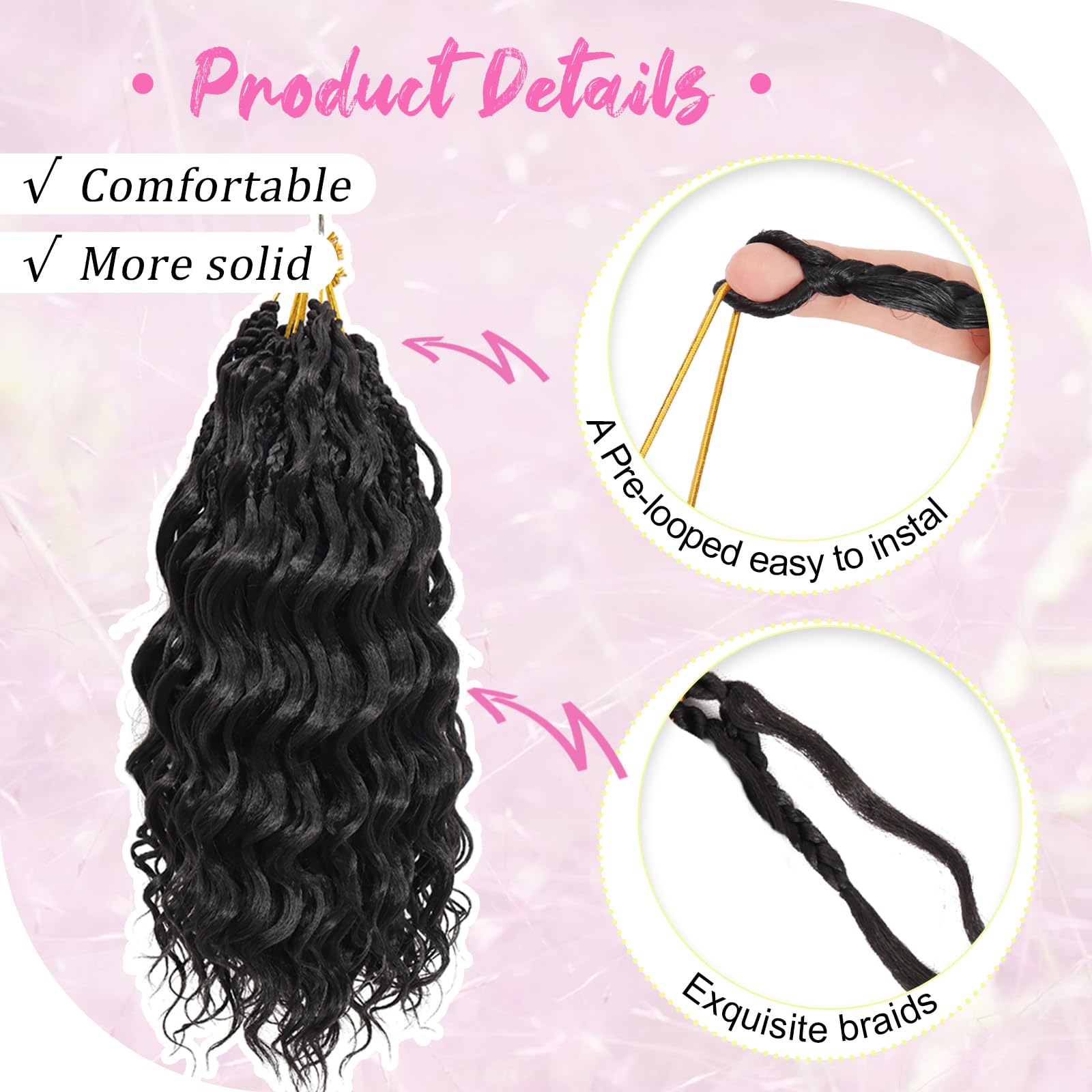GOWIT deep wave crochet hair packaging, ready-to-use kit for easy styling.