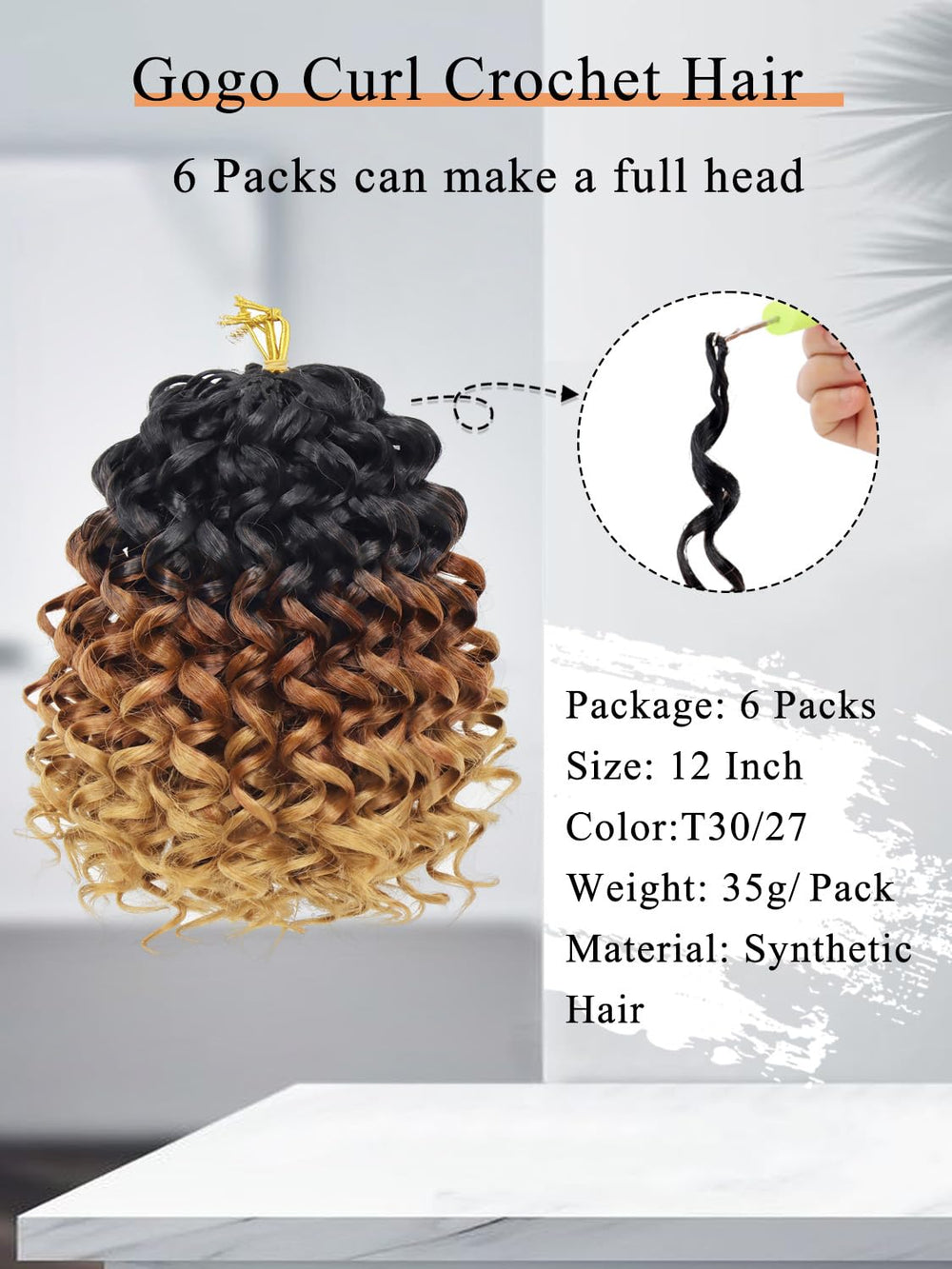 Gowit Gogo Curl 8in: textura suave que se mueve.