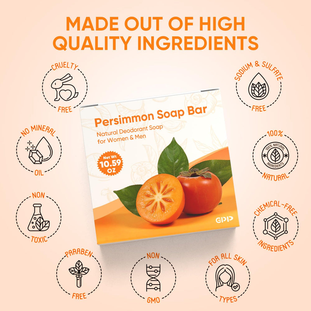 GPP Persimmon Soap Bar rich persimmon essence nourishes mature skin.