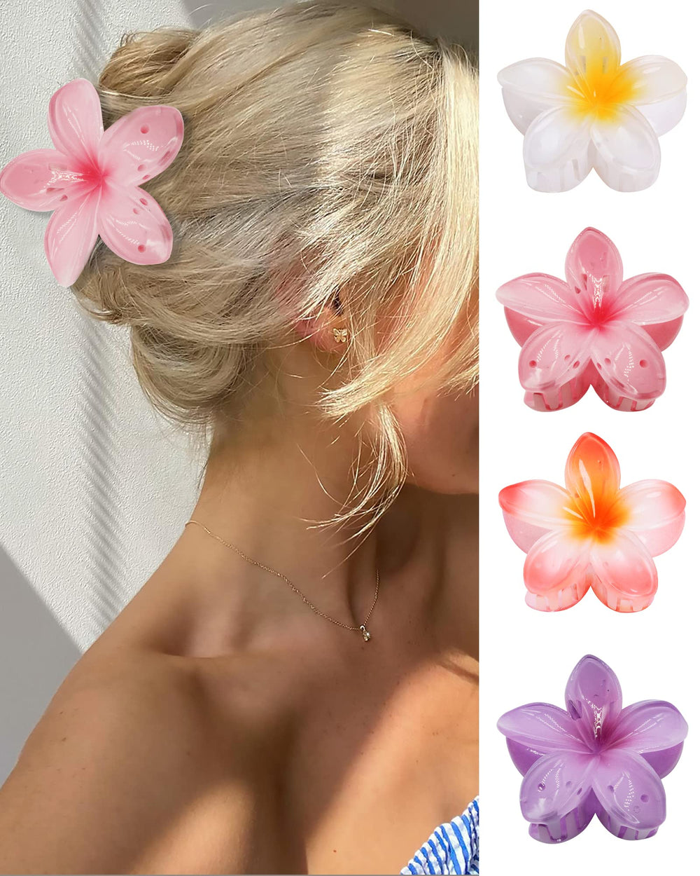 Pinzas florales GQLV para pelo grande y colorido, agarre estable.