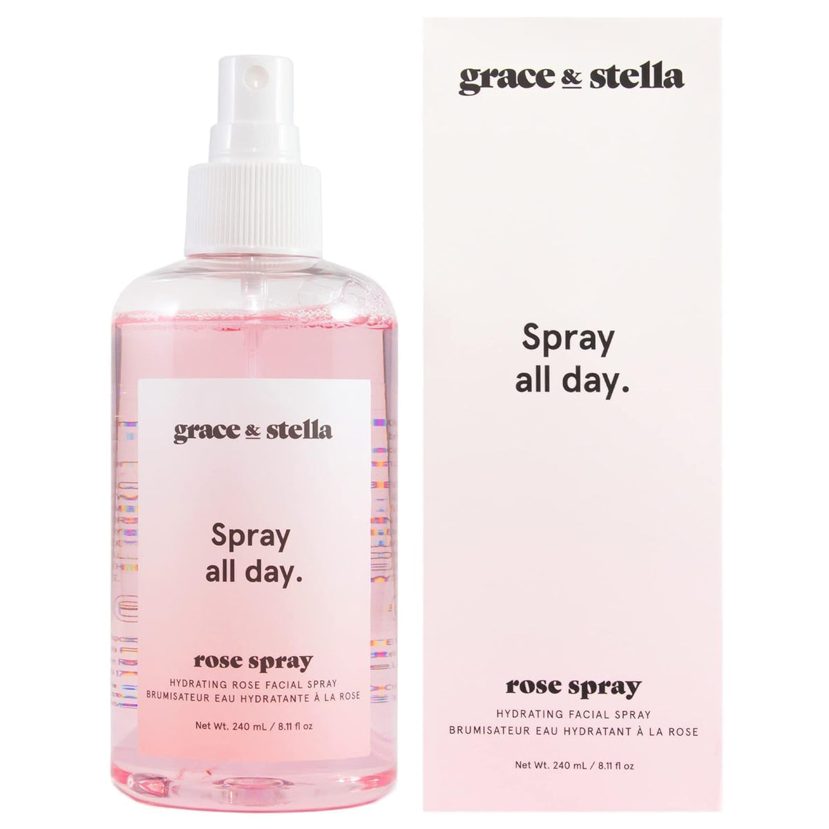 Grace & Stella agua de rosas botella, refresca y deja resplandor natural