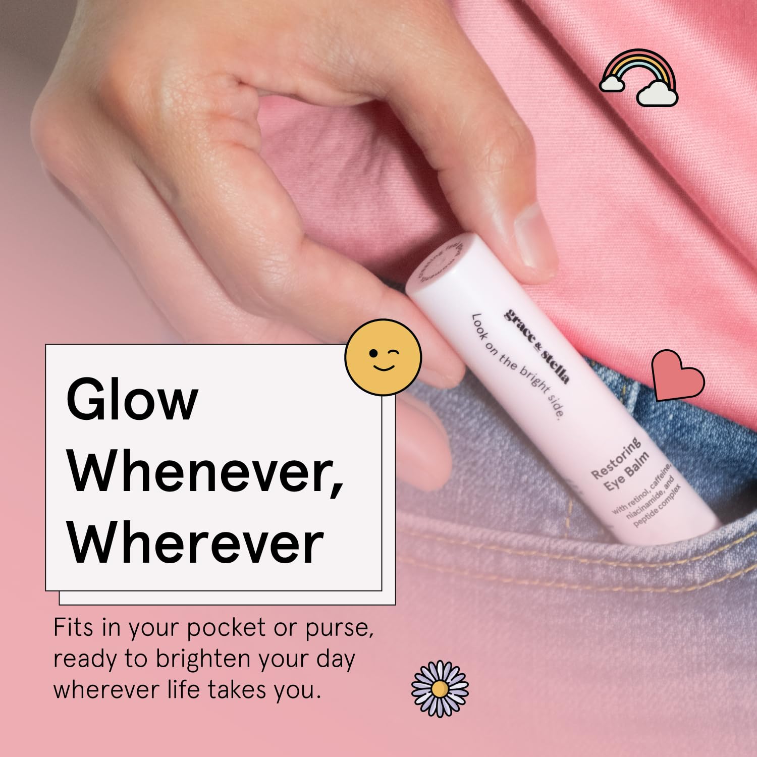 grace & stella bálsamo iluminador ojos, retinol suave para líneas finas