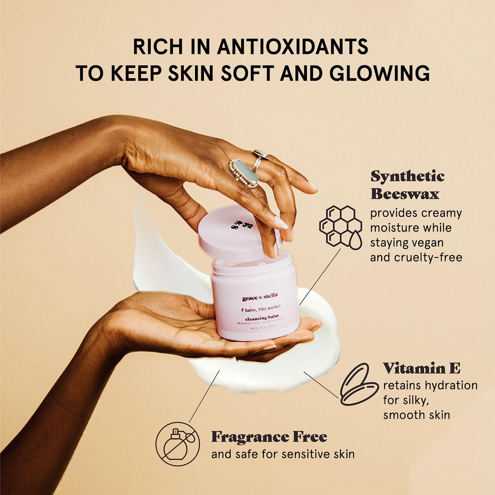 Grace & Stella desmaquillante balm emulsiona con agua para remover maquillaje de forma eficiente.