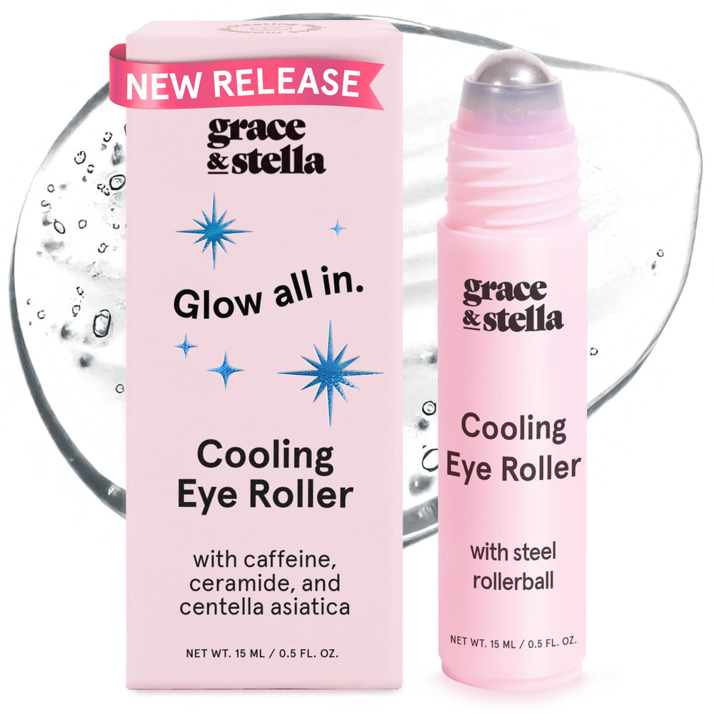 grace & stella iluminador de ojos con rodillo metálico frío para deshinchar bolsas