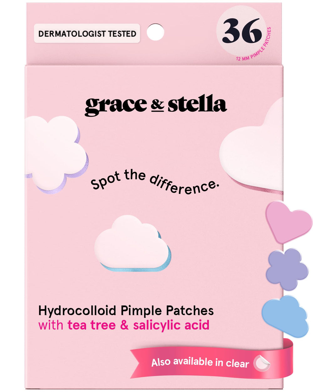 parches grace & stella con corazones rosados para cubrir imperfecciones