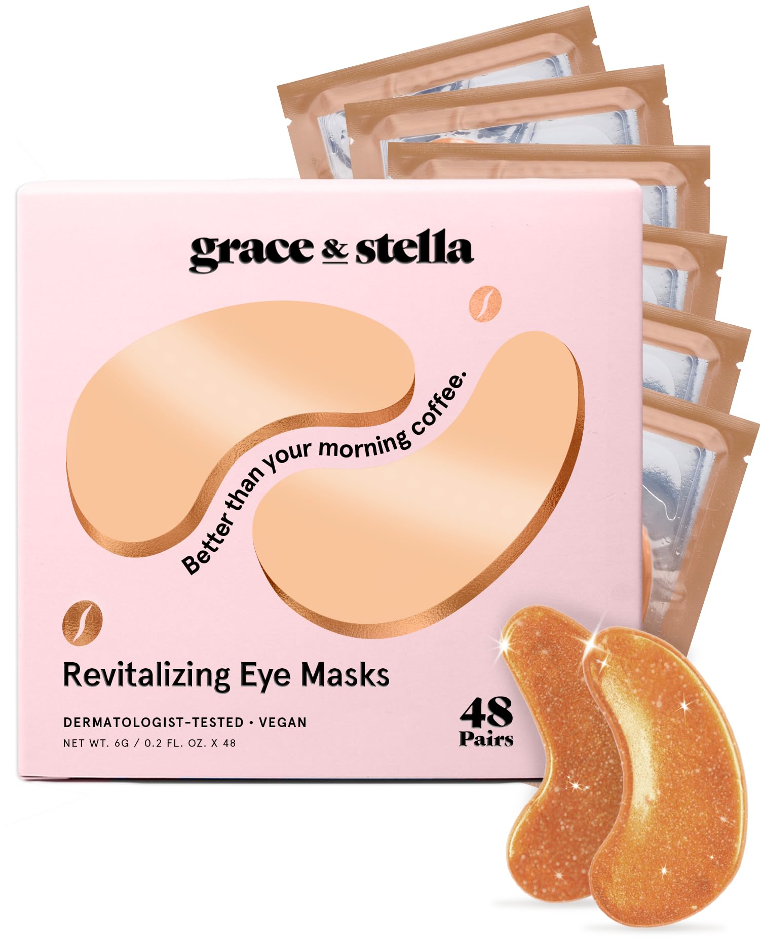 Grace & Stella parche ojos cafeína para despertar la mirada y reducir hinchazón