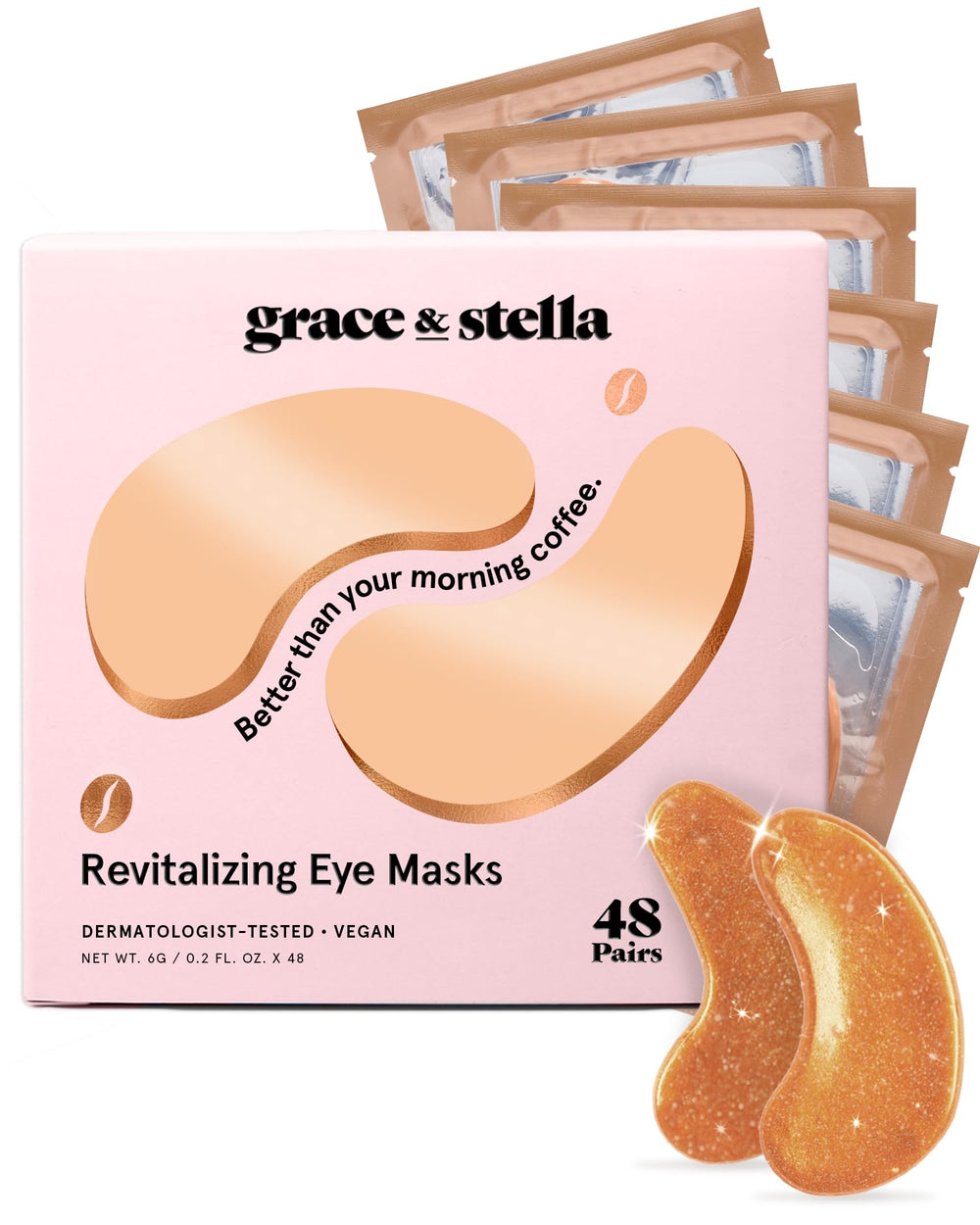 Grace & Stella parche ojos cafeína para despertar la mirada y reducir hinchazón