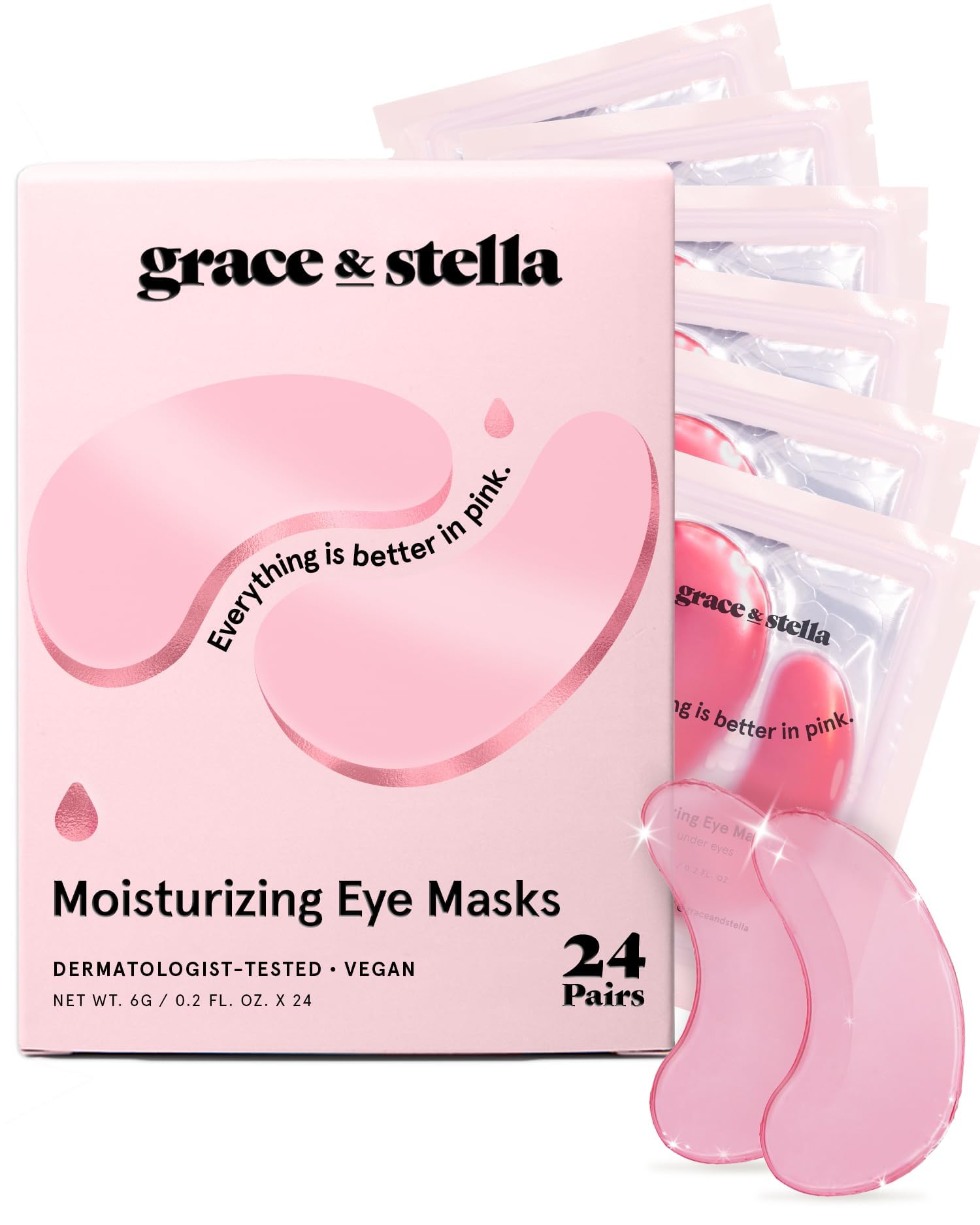 grace & stella parches ojos rosados para despertar la mirada y reducir ojeras