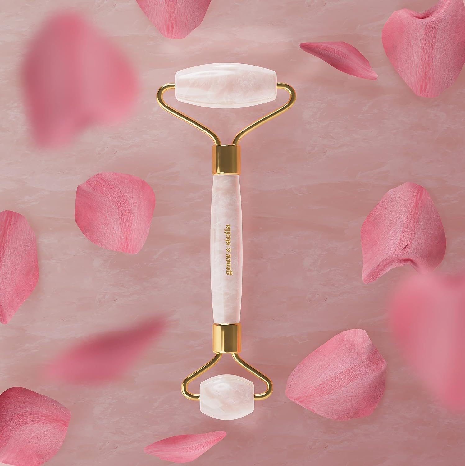 grace & stella rodillo rostro cuarzo rosa reduce hinchazon matutina