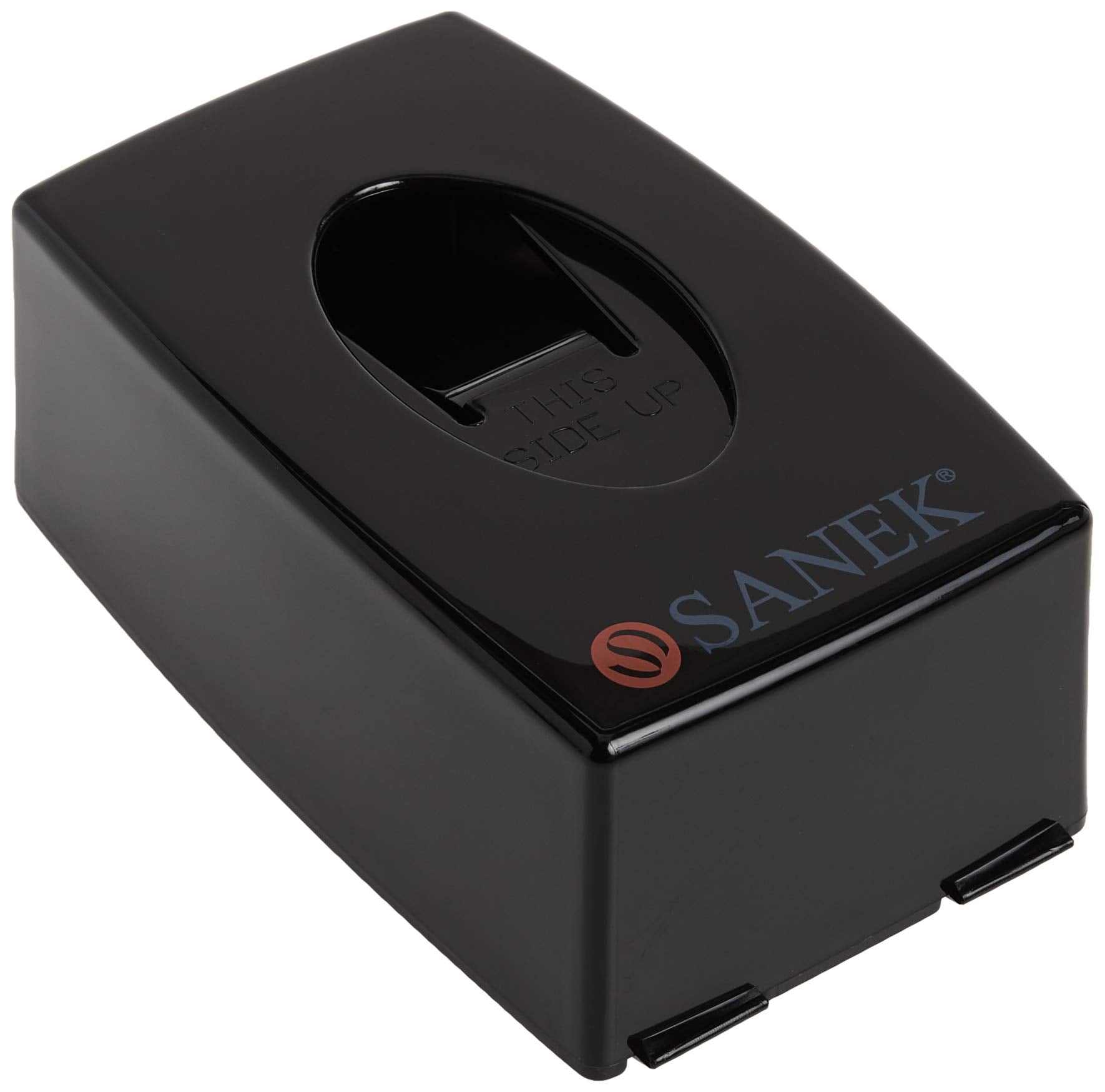 Graham Sanek: dispensador de tiras para cuello, vista frontal para uso rápido.