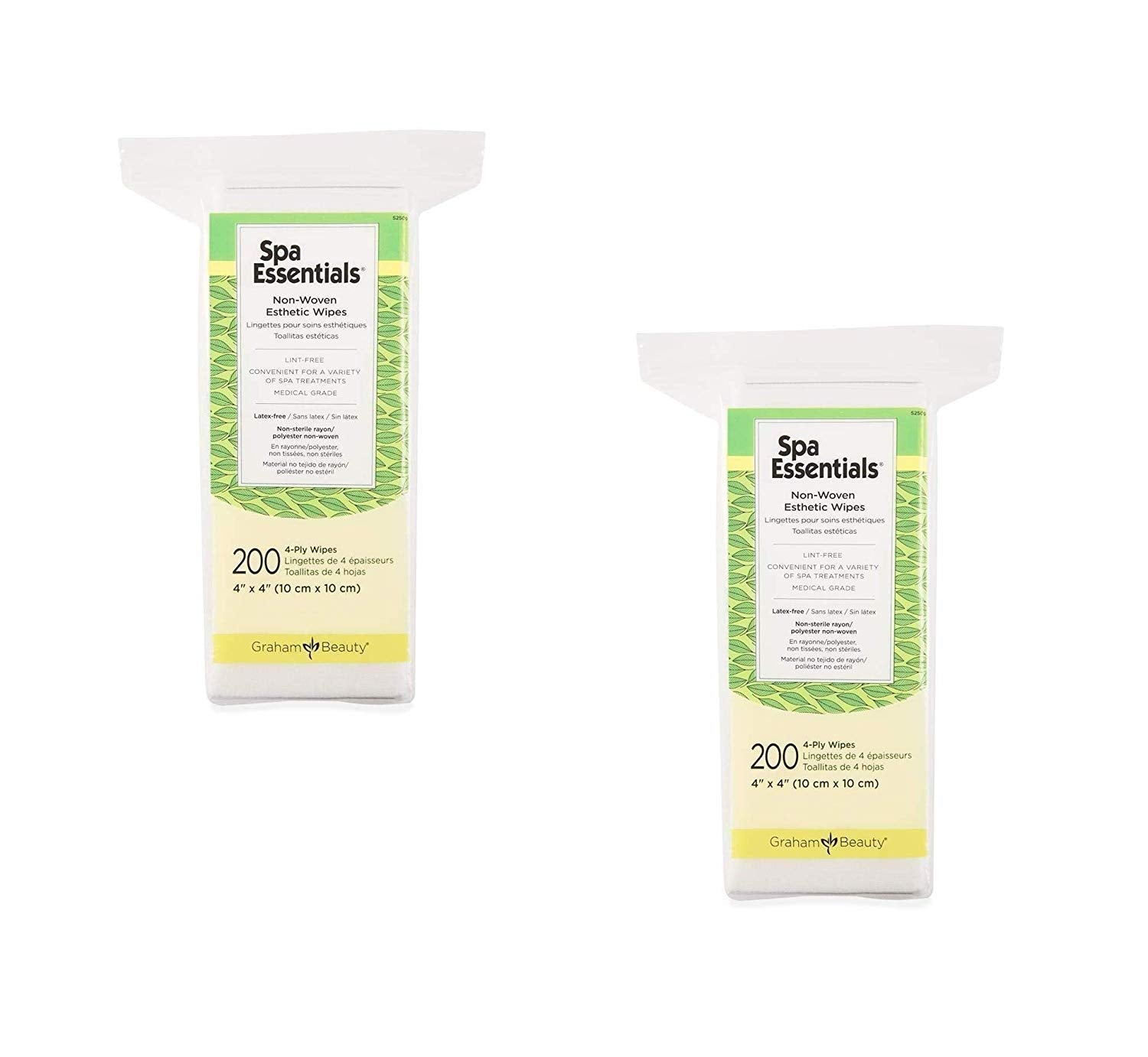 Graham Spa Essentials, toallitas estéticas no tejidas 4x4, ideales para limpieza facial suave.
