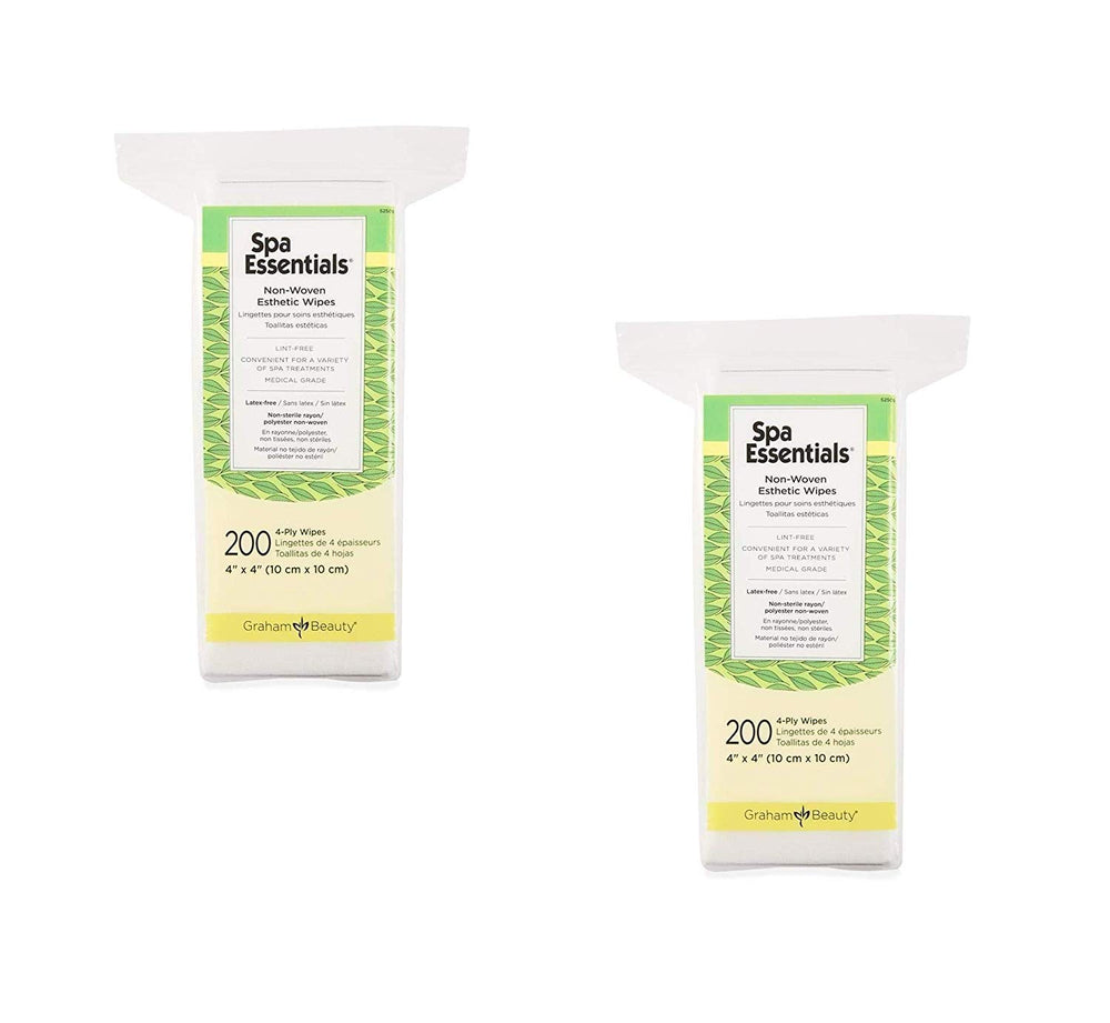 Graham Spa Essentials, toallitas estéticas no tejidas 4x4, ideales para limpieza facial suave.