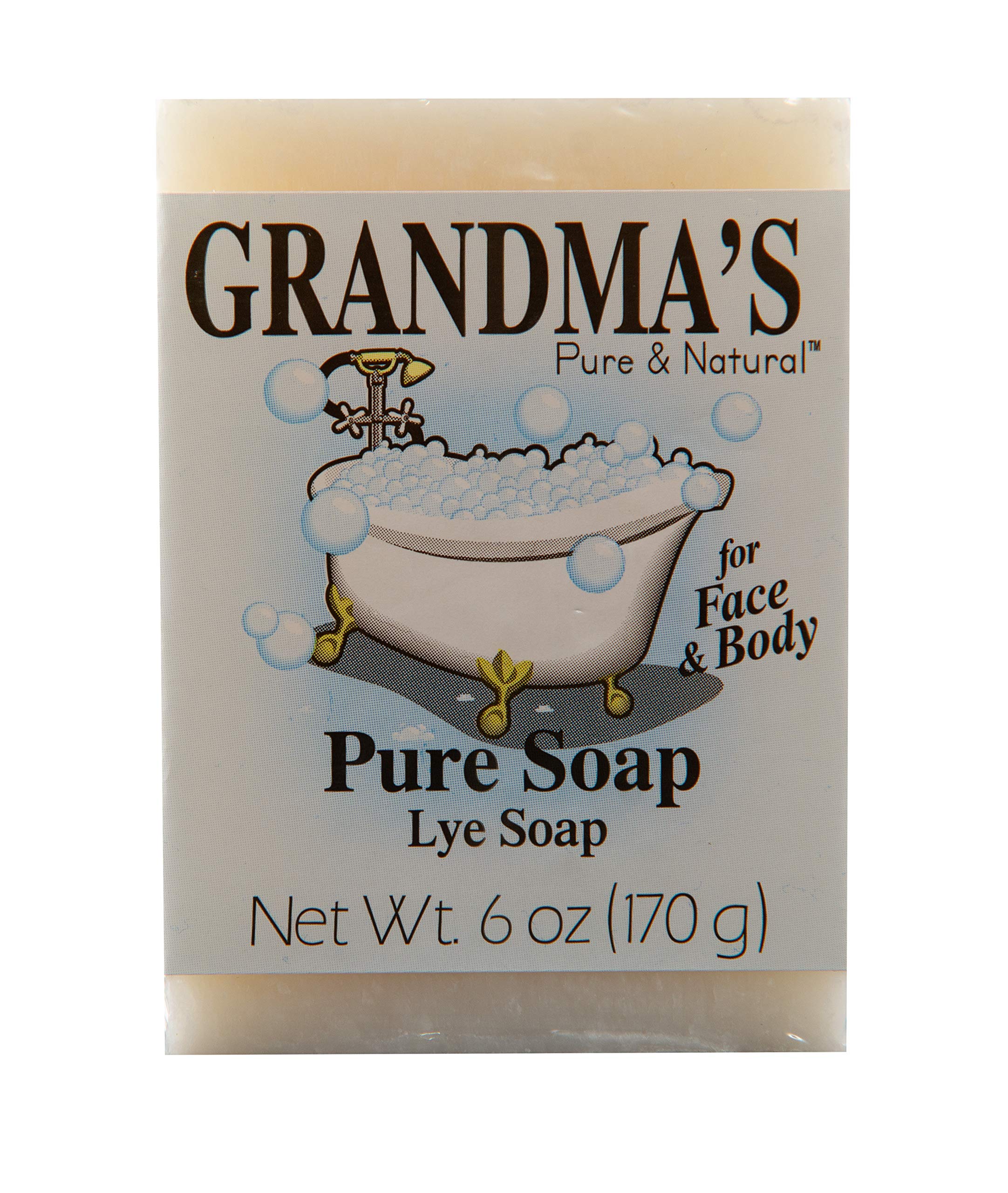 Jabón de lejía sin fragancia de GRANDMA'S PURE & NATURAL para limpieza facial y corporal