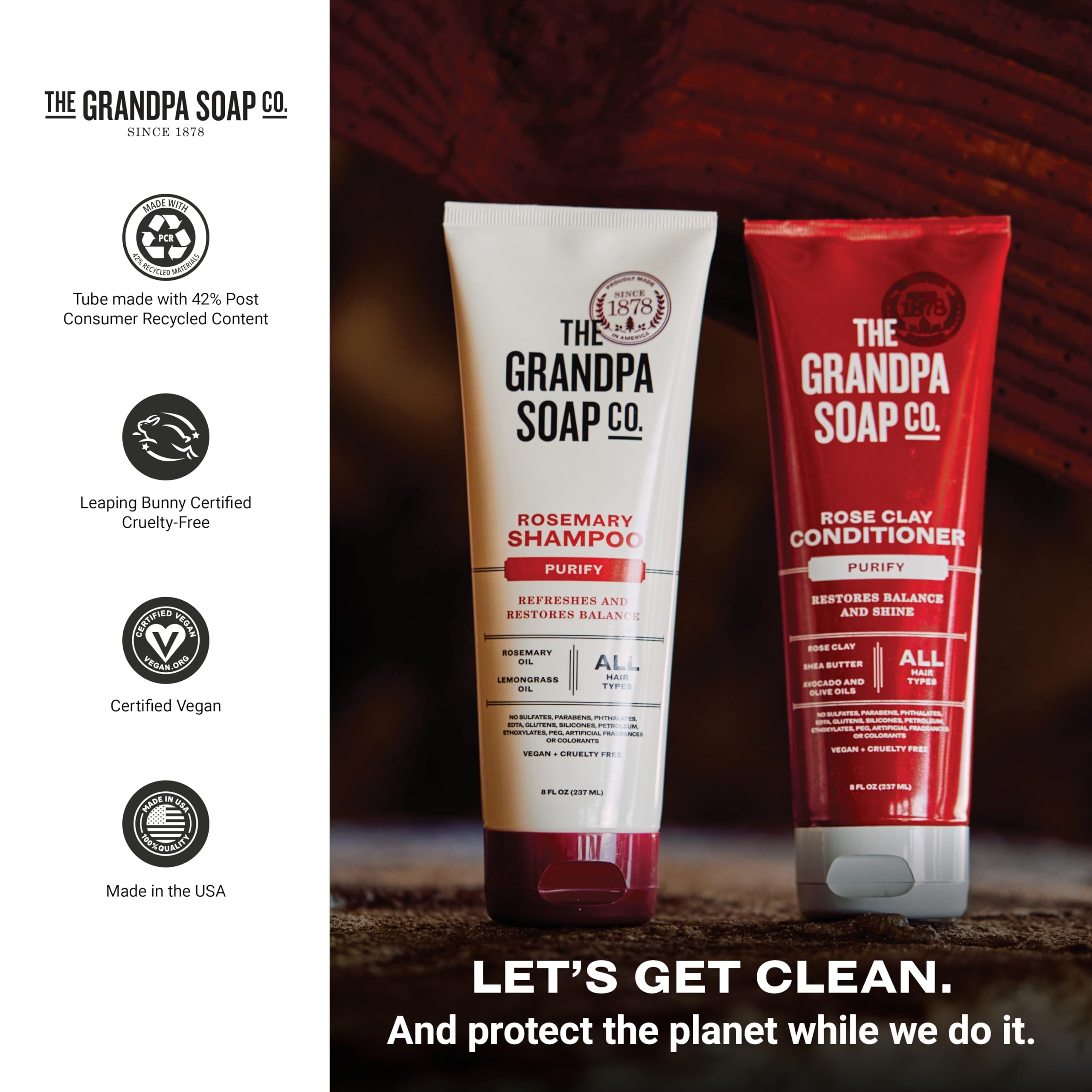 Champú para todos los tipos de cabello de The Grandpa Soap Company.
