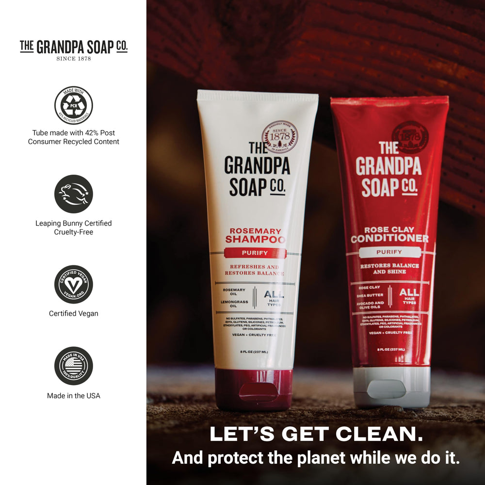 Champú para todos los tipos de cabello de The Grandpa Soap Company.