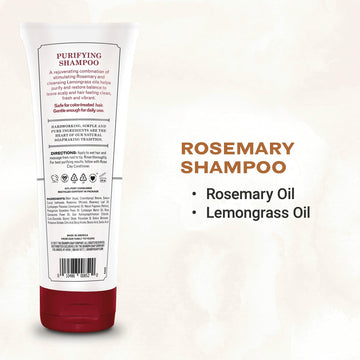 Champú purificante romero-limón para cabello limpio y cuero cabelludo fresco de The Grandpa Soap Company.