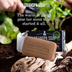 Jabón Grandpa's en la ducha con aroma natural de pino