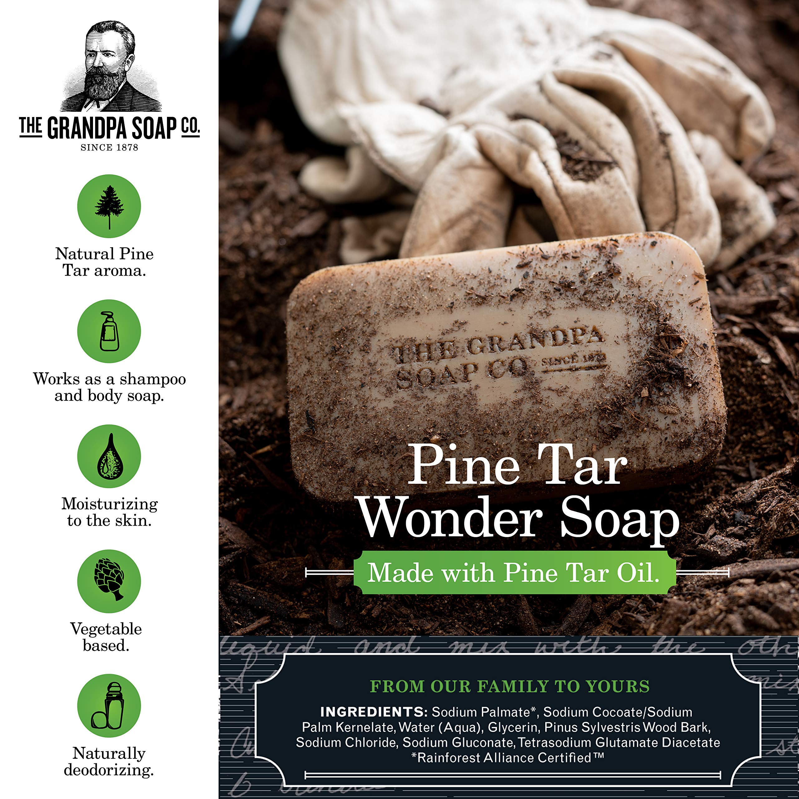The Grandpa Soap Company barra jabón tamaño medio para piel suave