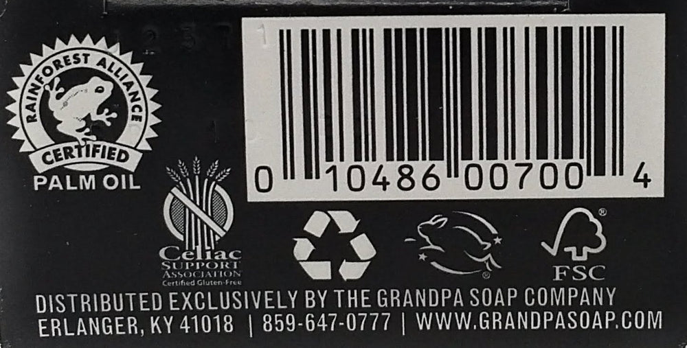 Grandpas Wonder: empaque sencillo sin colores ni fragancias añadidas.