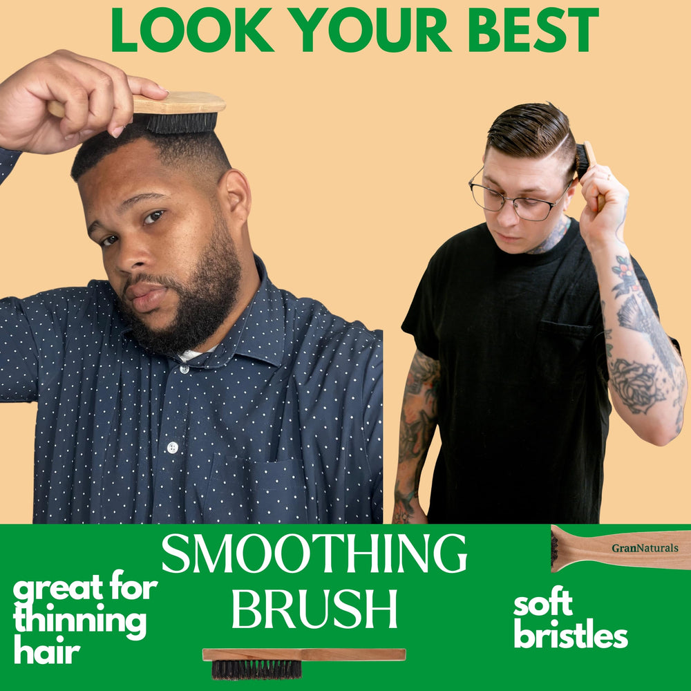 Cerdas de jabalí de rigidez media para cabello corto y barba.