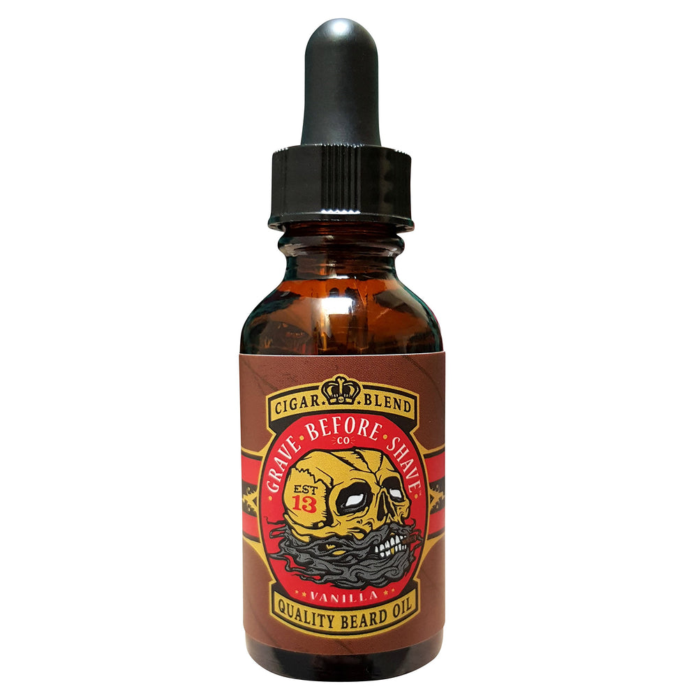 Grave Before Shave aceite de barba cigarro vainilla, suaviza y alimenta sin grasa.