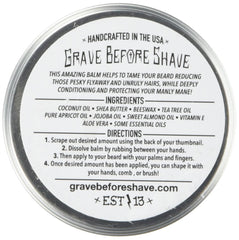 Aplicación del bálsamo Grave Before Shave para barba, aroma cigarro vainilla.