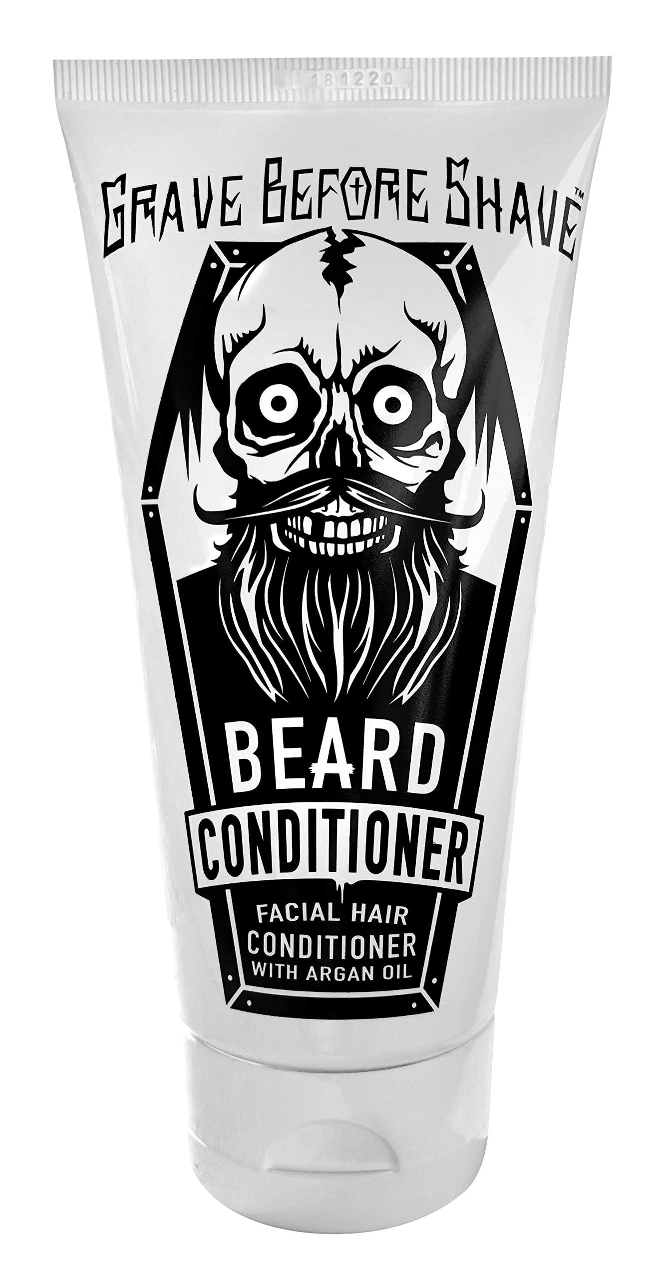 Grave Before Shave duo pack on bathroom shelf demonstrates convenient beard care routine.