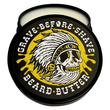 Grave Before Shave Teakwood Butter para barba en lata de 4 oz, suaviza la barba.