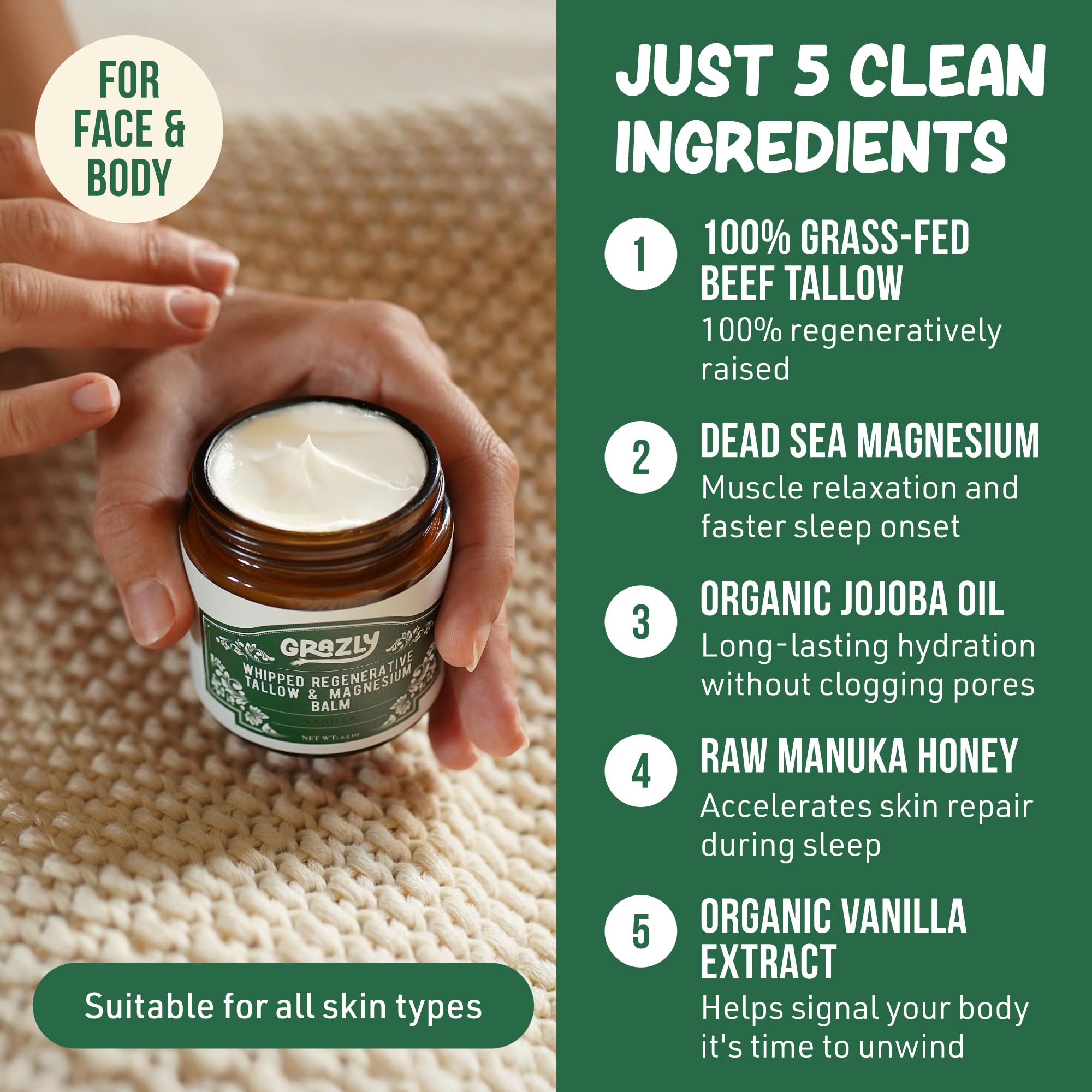 Grazly balm vainilla, aroma suave para piel sensible