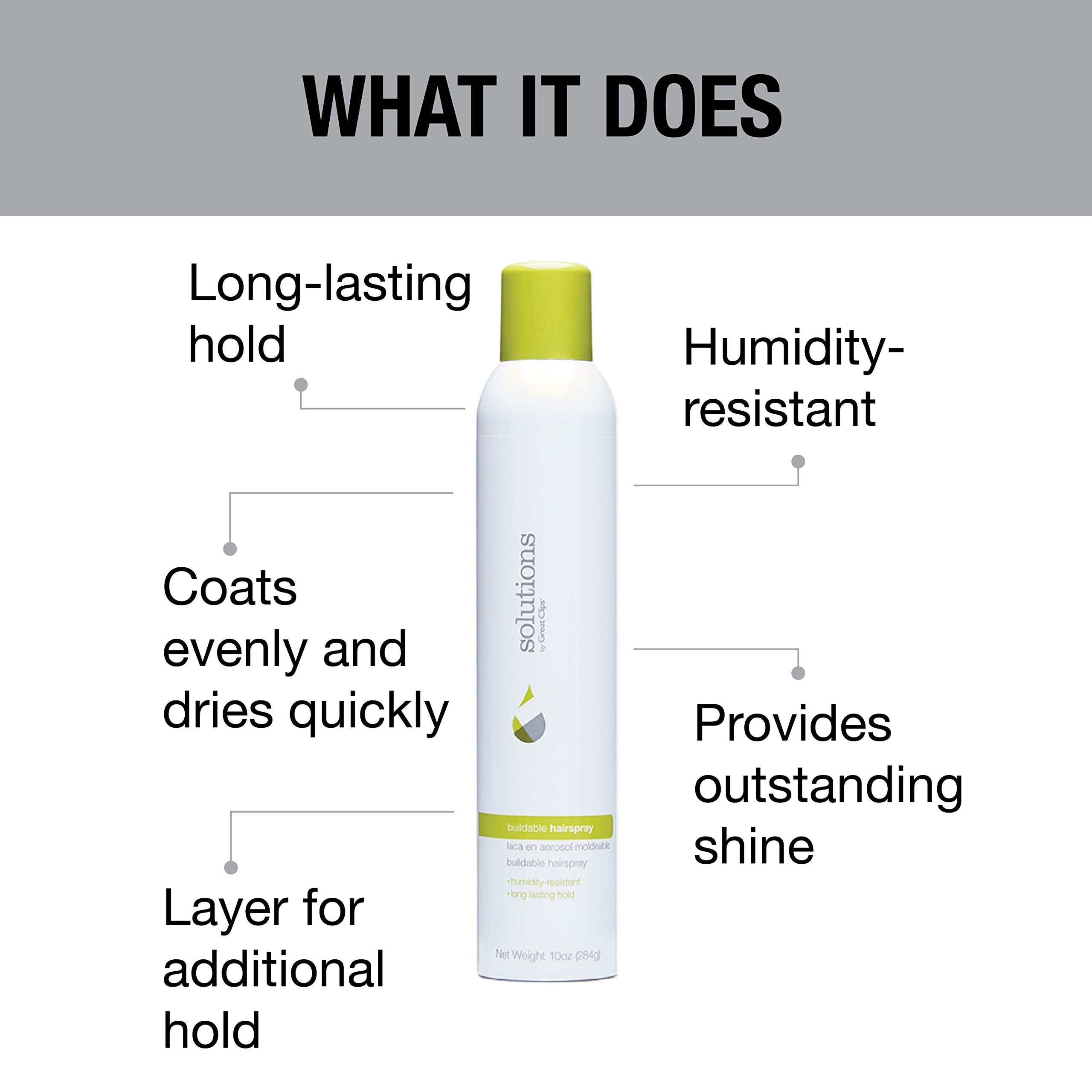 GREAT CLIPS Solutions Buildable Hairspray: protección contra la humedad para peinados