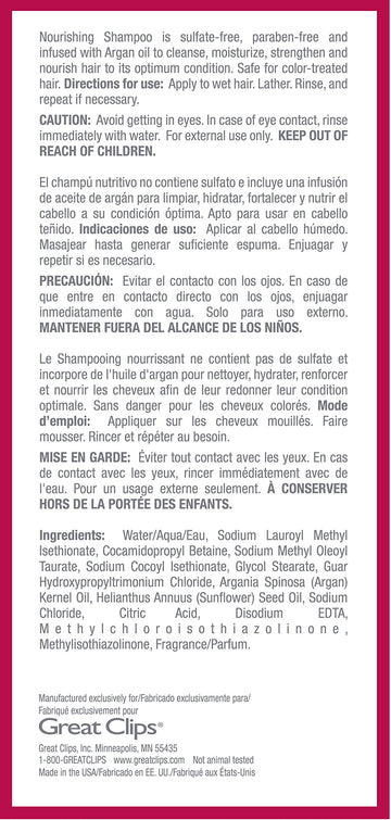 GREAT CLIPS Solutions Champú Nutritivo, brillo renovado tras el lavado.