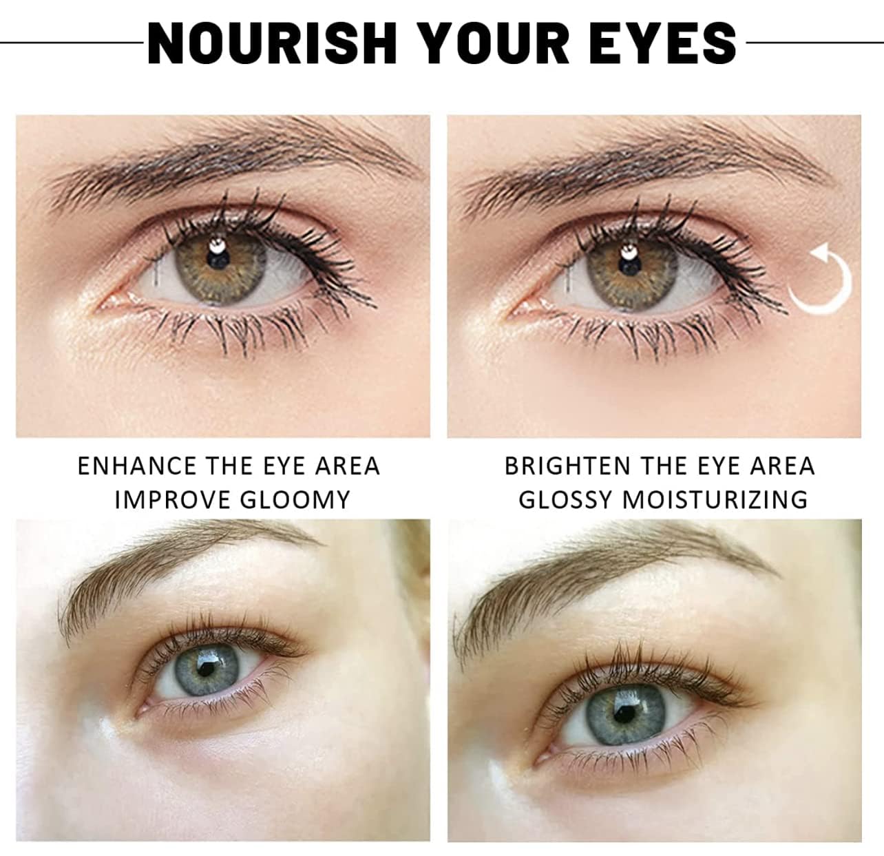Green Cosmos after-use glow under-eye area suggesting refreshed look