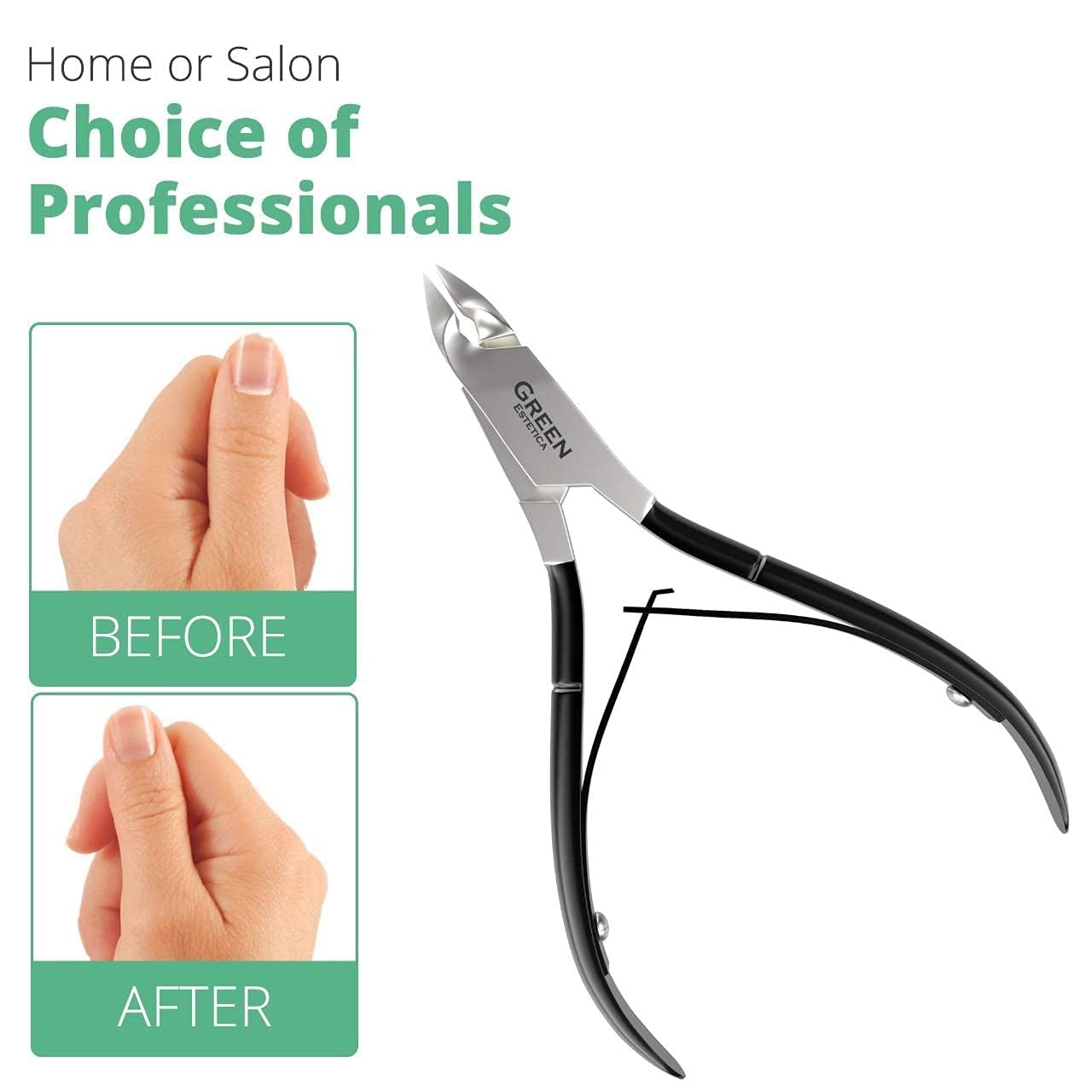Corte cutículas para salón en negro, herramienta profesional Green Estetica.