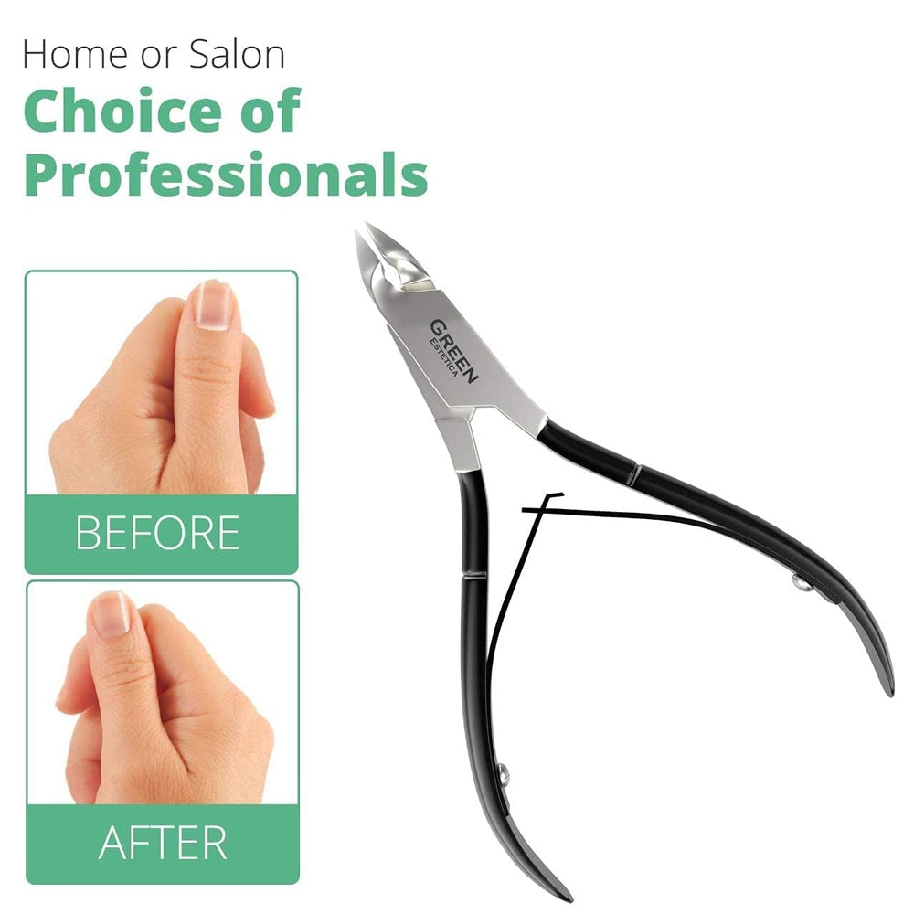 Corte cutículas para salón en negro, herramienta profesional Green Estetica.