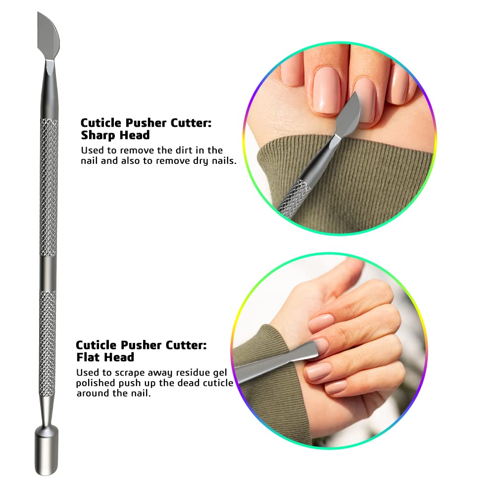 Green Estetica empujador de cutículas, empuja suavemente para preparar uñas.