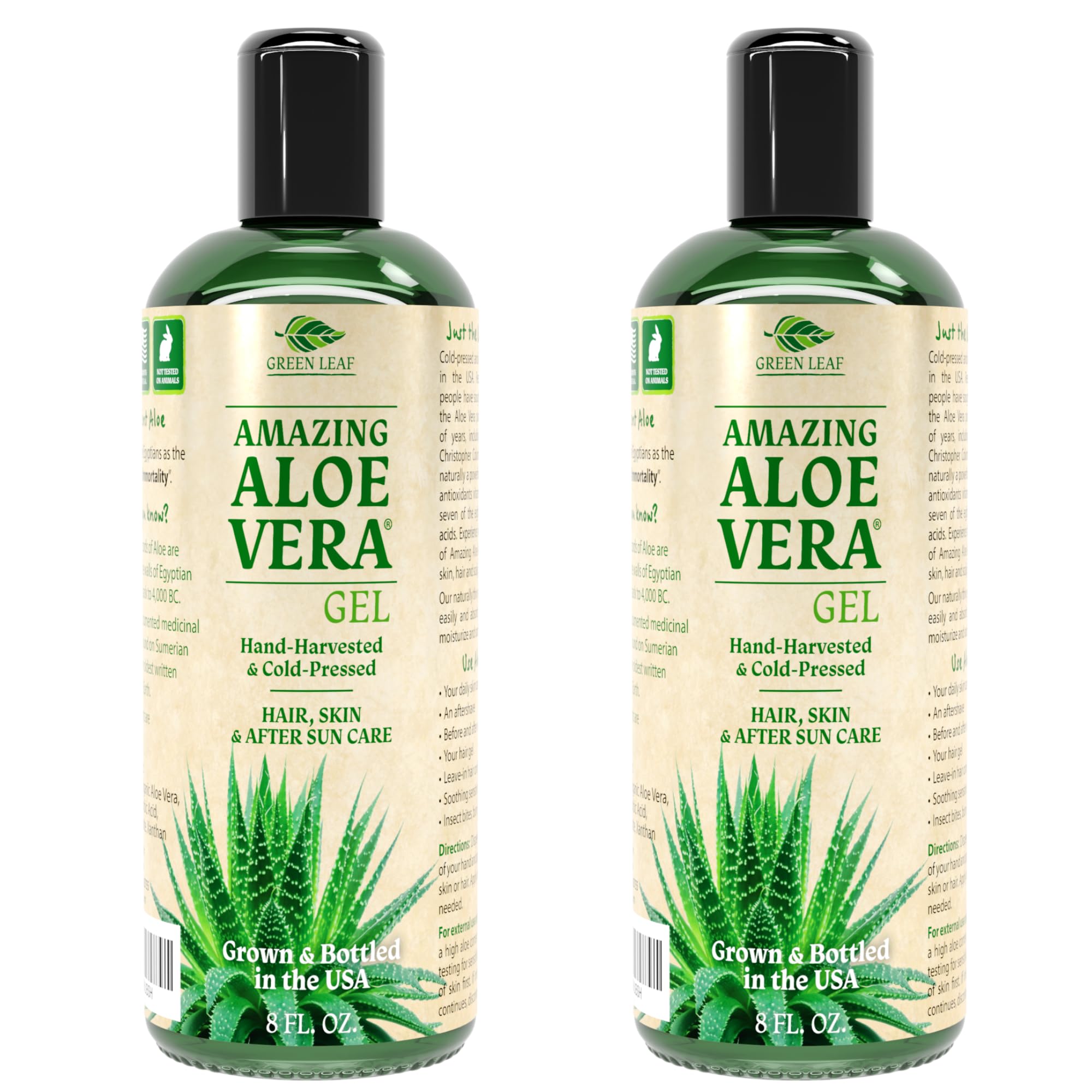 Green Leaf Naturals Aloe Vera Gel, textura fresca para hidratación diaria.
