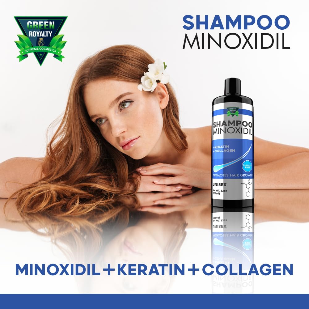 GREEN ROYALTY Minoxidil Champú – apto para cabello de todo tipo y texturas.
