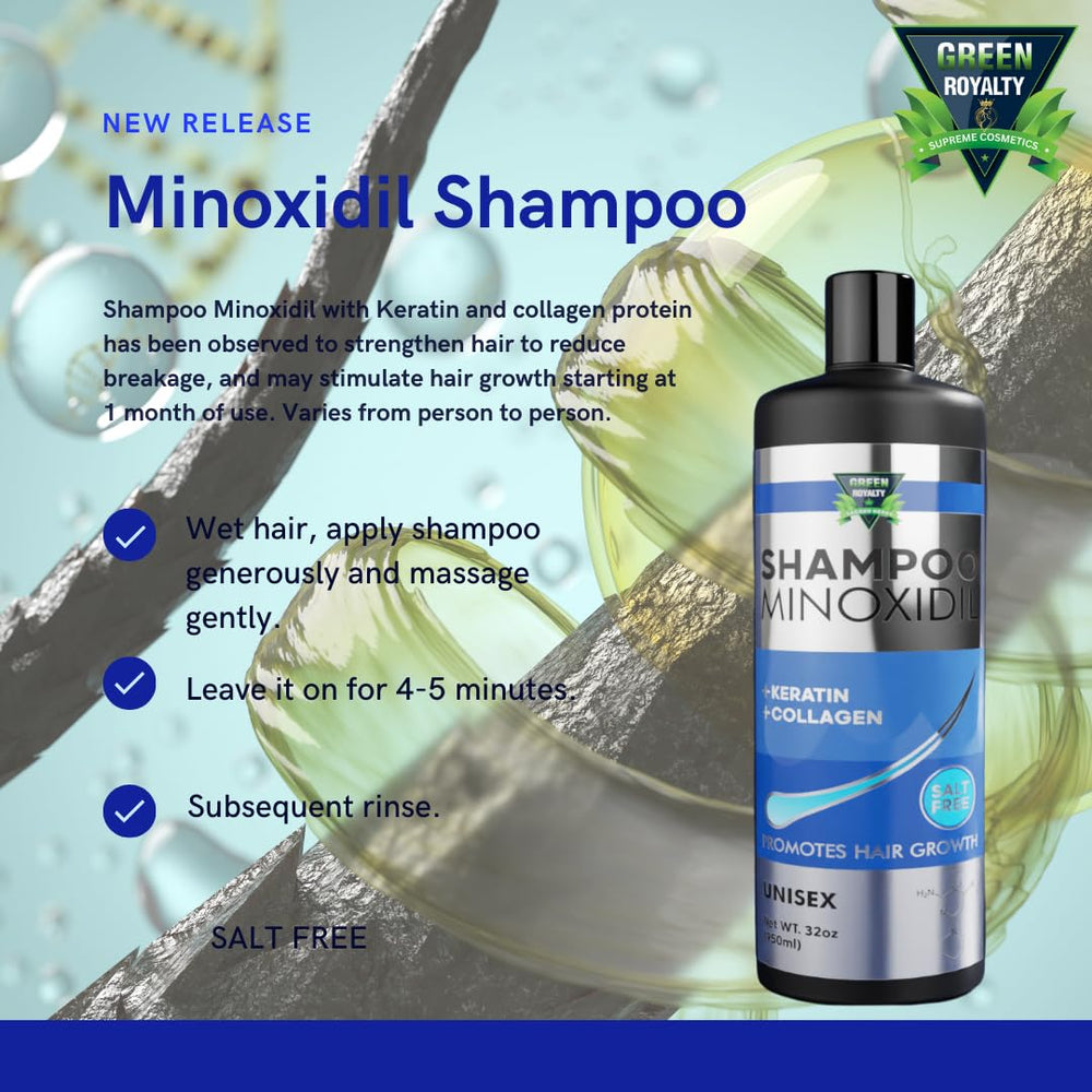 GREEN ROYALTY Minoxidil Champú – fórmula cruelty-free para una belleza responsable.