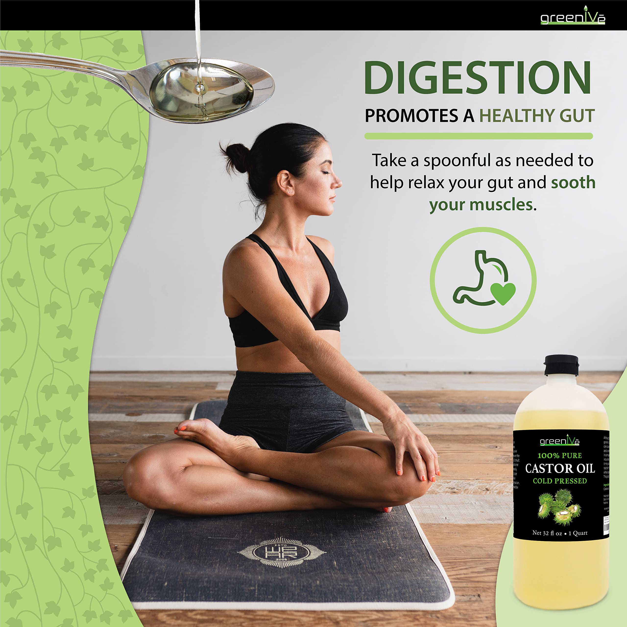 GreenIVe Aceite de Castor: textura dorada y viscosa ideal para tratamientos caseros