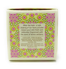 Greenwich Bay Trading Company, polvo perfumado-textura suave, ideal para terminar la ducha con suavidad.