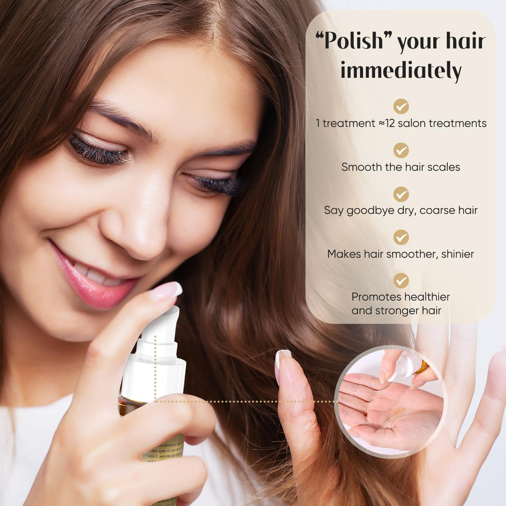 GREEONIL serum provides frizz control and added shine for lustrous hair.