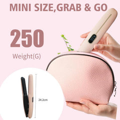 Rizador-plancha Grente 2 en 1 en rosa, ideal para peinados rápidos en movimiento.