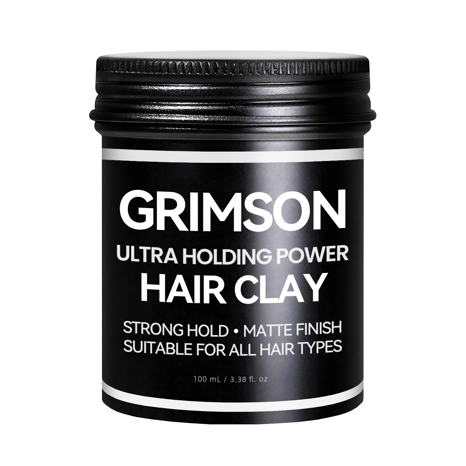 GRIMSON arcilla para cabello, fijación fuerte y acabado mate en un práctico bote.